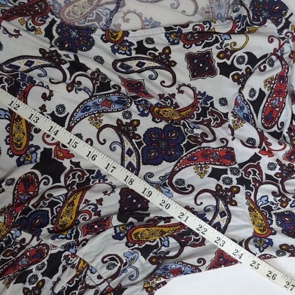 Lane Bryant Womens Top 22/24 Multicolor Paisley Print Blouse Tie Waist - Picture 8 of 9